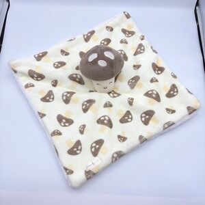 Dreamgro Mushroom Security Blanket Plush Lovey Brown White Buddy Blankie 14x14